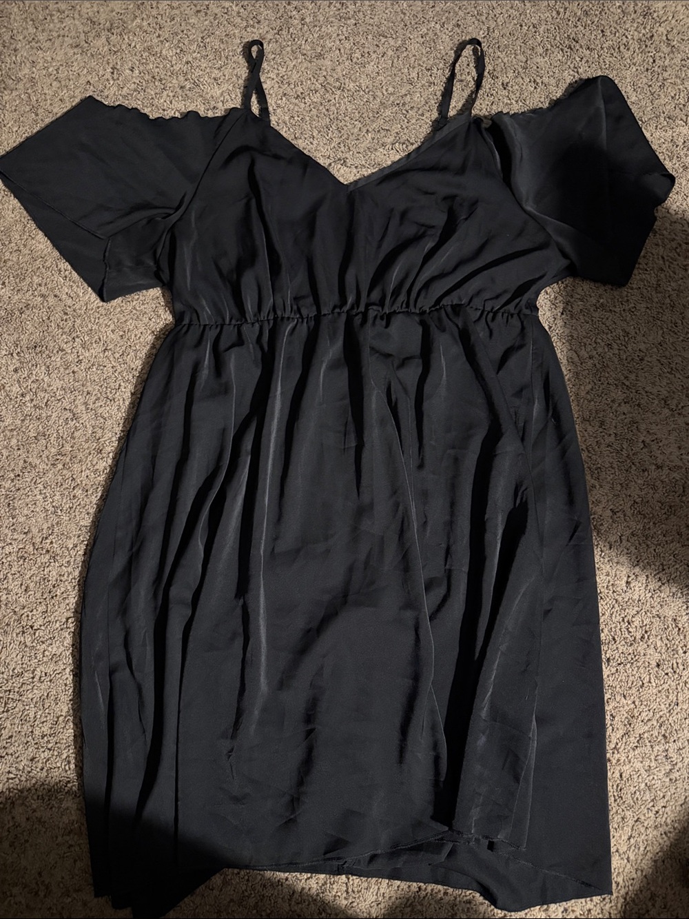 SHEIN Black Off-Shoulder V-Neck Mini Dress